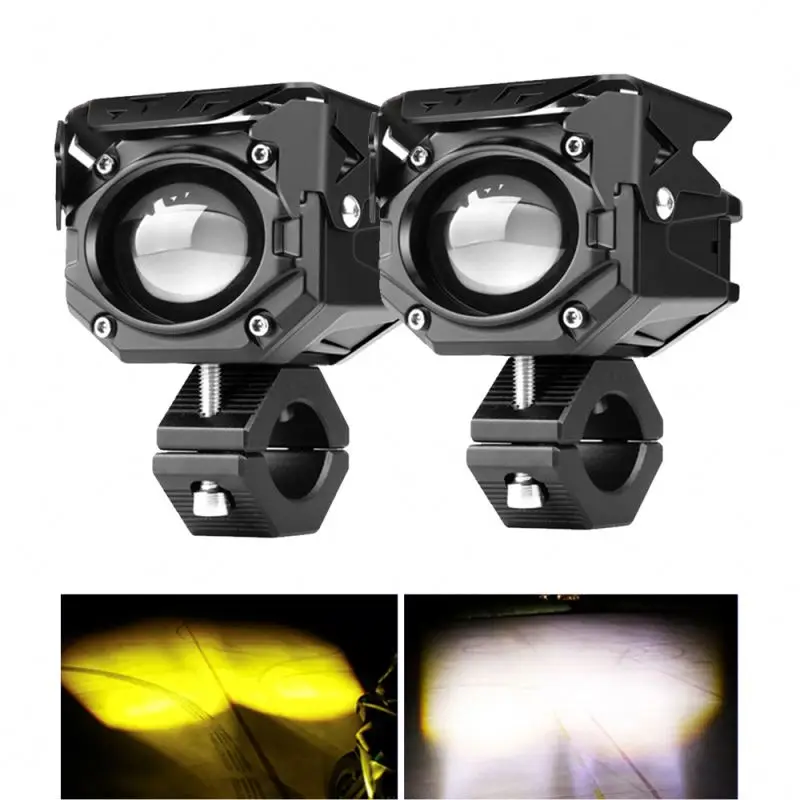 Fan Waterproof LED Work Light Dual Color Laser Driving Lights Led Auxiliary Accessories Headlights Led Motorcycle Light