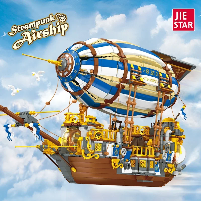Jie Star JJ9126 MOC Idea Steamship Airship Building Blocks Model Ship Bricks Construction Assembling Toys for Children Christmas