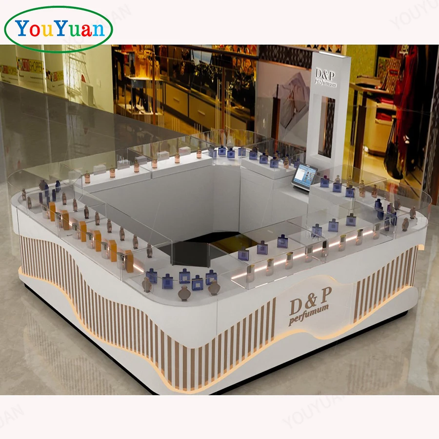 Counter display with logo perfume cabinet display free standing jewellery showcase display racks perfume booth kiosk