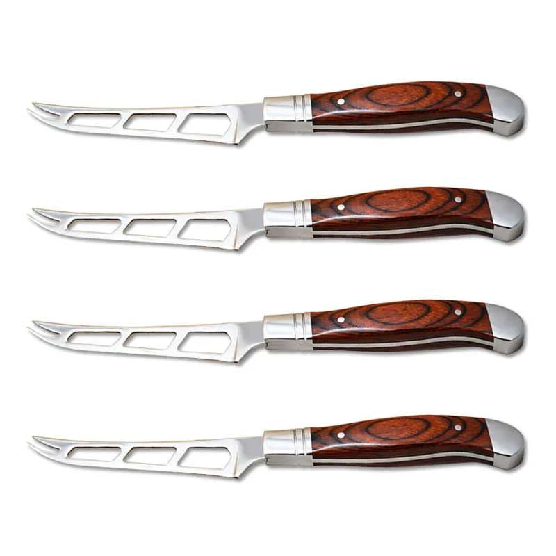 Top Sale Laguiole Cheese Cutter Set New Design Wooden Handle Stainless Steel Knife Kitchen Table Accessories Rubber Gift Box