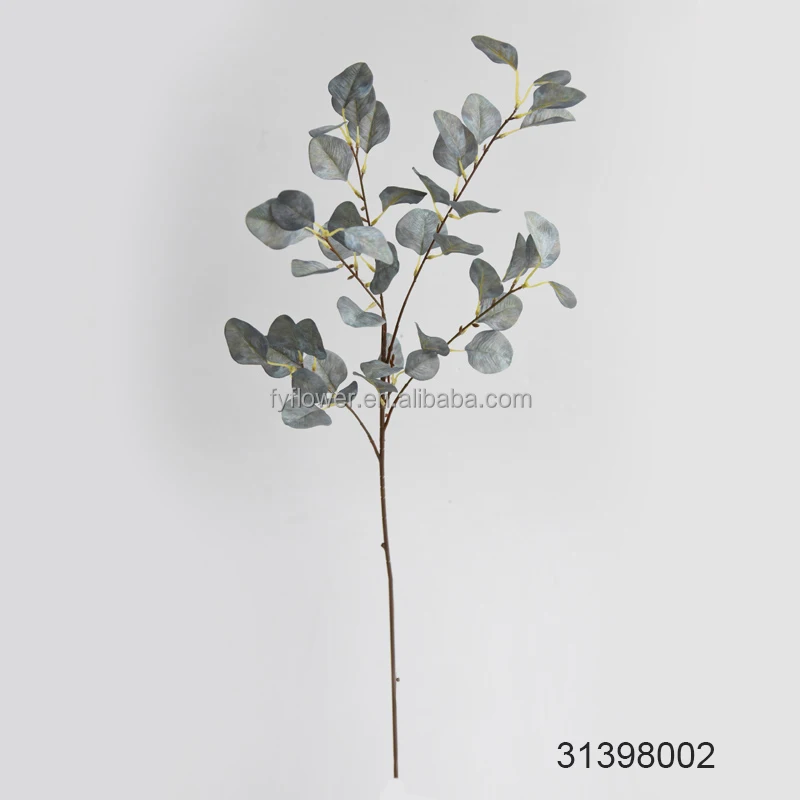 Factory wholesale decorative plant 3D printing silk eucalyptus leaves spray fake eucalyptus leaf stem for home door decoration