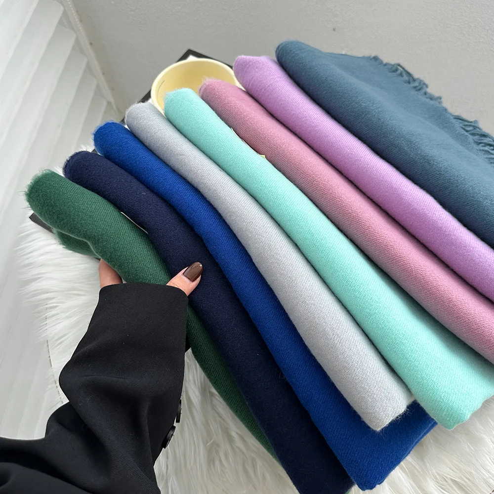 New solid-coloured fashion scarf female winter street travel faux cashmere warm long scarf
