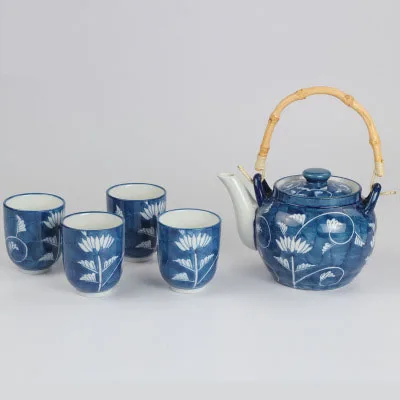 Micron burn one port four cups blue color set Western dining room home living room kettle water cup outdoor teapot