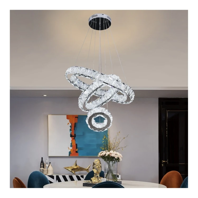 Wholesale Pendant Light Rectangle Round Crystal Lamps Fixture New Design Led Modern Luxury K9 Crystal Chandelier