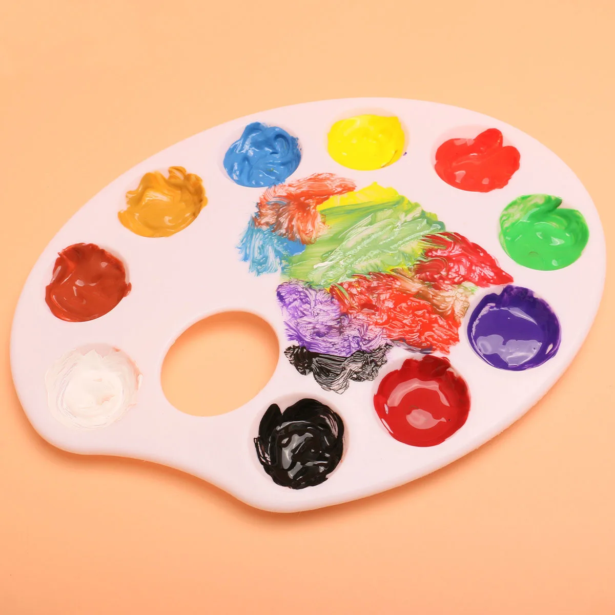 Opeth Multifunction Palette Hand Held Oval 10 Holes Watercolor Acrylic Mixing Plastic Palette DIY Painting Craft Art