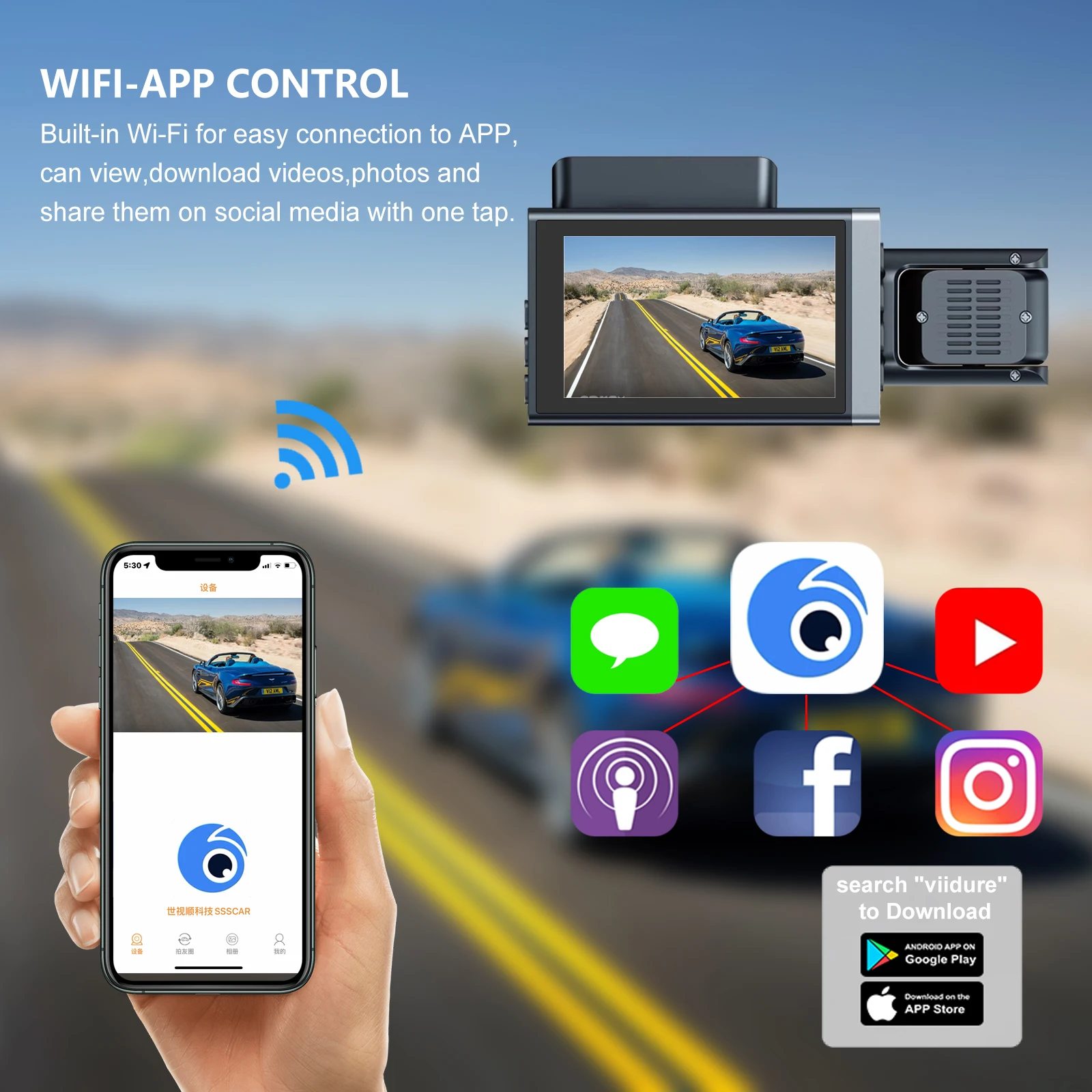 Supplier mini car dvr 3 channel dash camera 2k wifi dashcam 3 camera hd 3 lens front and rear Inside 3 channel 2k dash cam