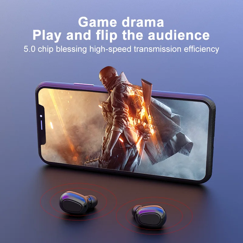 AECKON Mobile Phone Headphones Noise Cancelling TWS Earbuds Waterproof Sports Wireless Earphones
