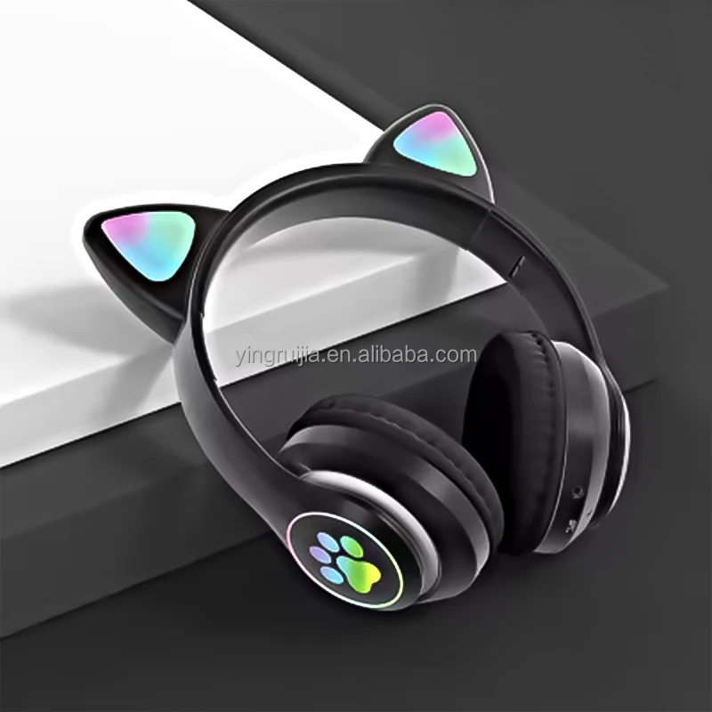 STN-28 Cute Cat Ear Wireless Headphones Stereo Music Gaming Gamer Earphone Handsfree Headset  foldable wireless BT headphone