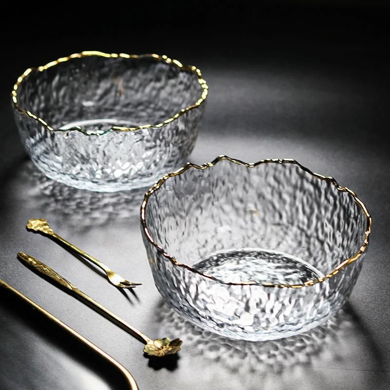 
Modern elegant style safe clear glass mixing bowl multi-purpose dessert bowl crystal salad bowl 
