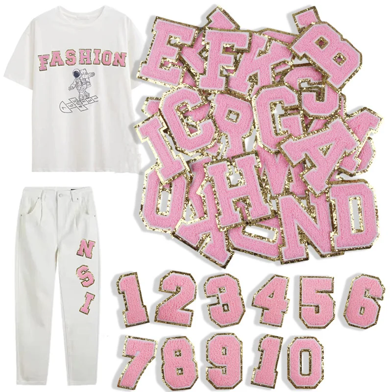 Figures 0-9 embroidered cloth paste label towel embroidered 26 English letters embroidered paste