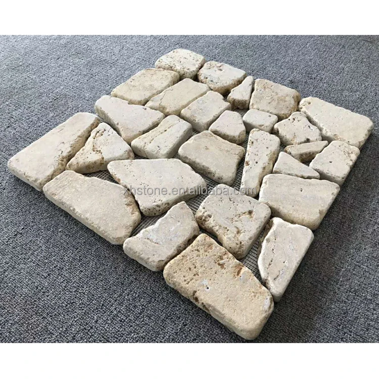 Natural stone flagstone mesh paving cubes flooring square paver for sale