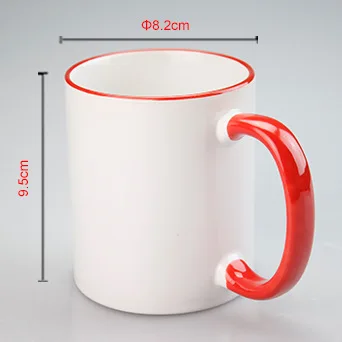 Hot Sell Heat Transfer 11oz  Customized  Handle Coffee Colorful Rim DIY Blank Cup Ceramic Sublimation Mug