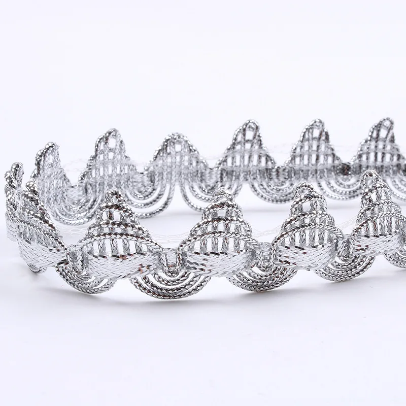 diy polyester accessories shoes lace fabric 2CM 10 Y gold thread braided trimming sewing decor dacewear costume wave lace trim