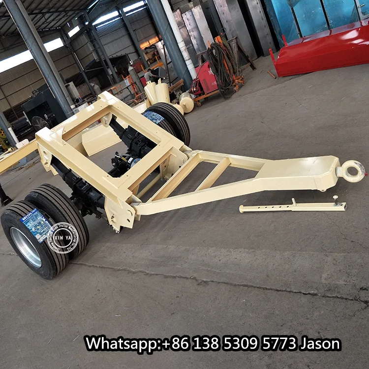 China low price skeleton drawbar full trailer 4 axles container chassis draw bar full trailer for sale