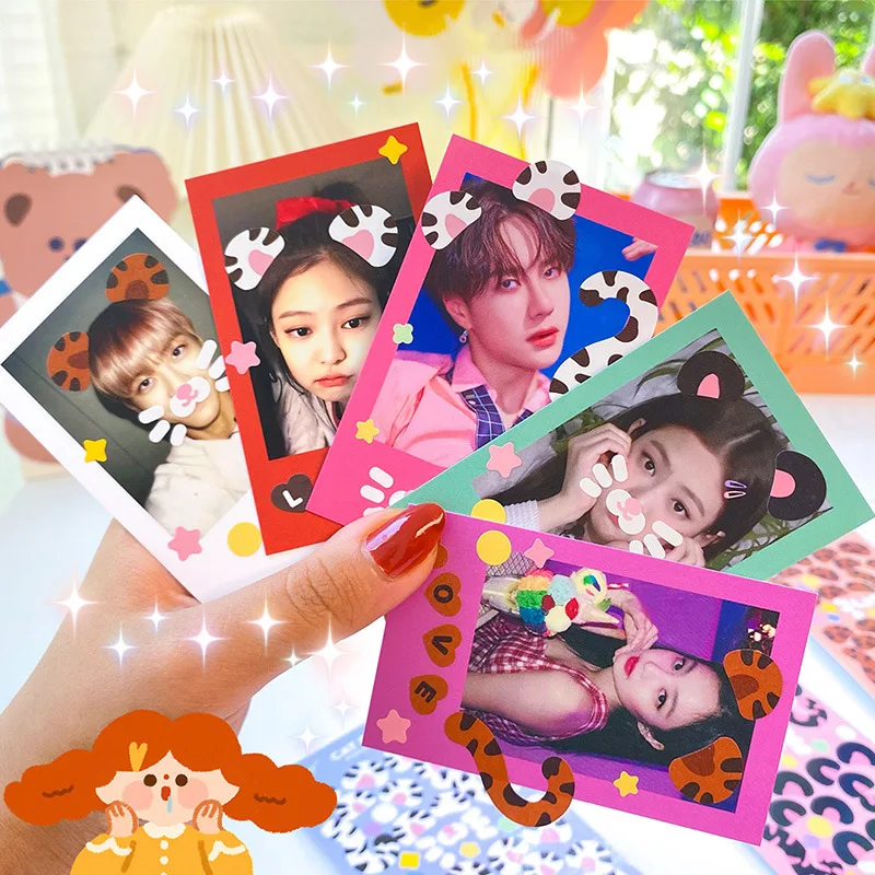 Cute cat ears star chasing card sticker girl heart ins Korea postcard DIY sticker