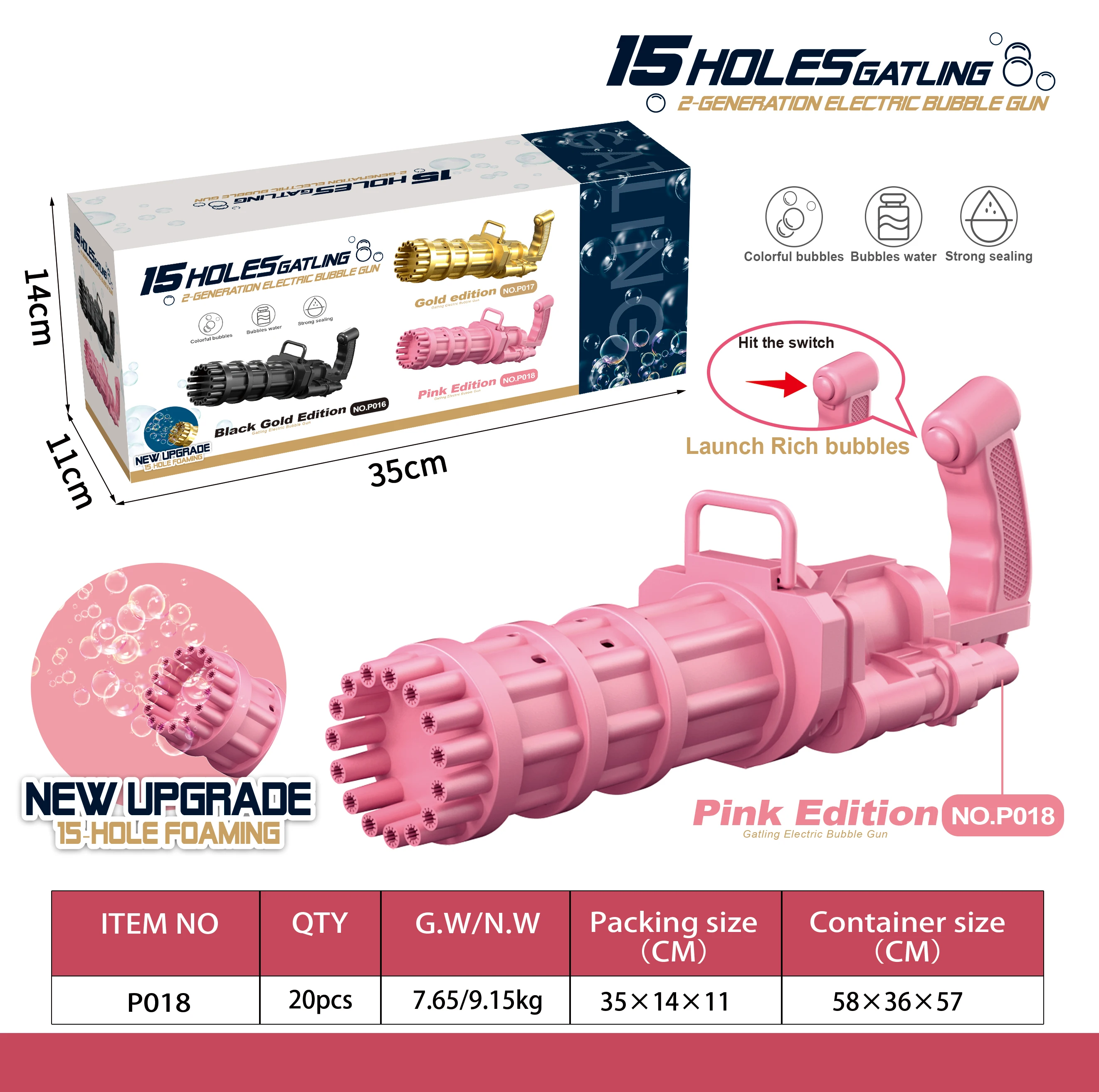 
upgrade 15 holes new gatling bubble gun children bubble gatling machine outdoor toys gatling gun 