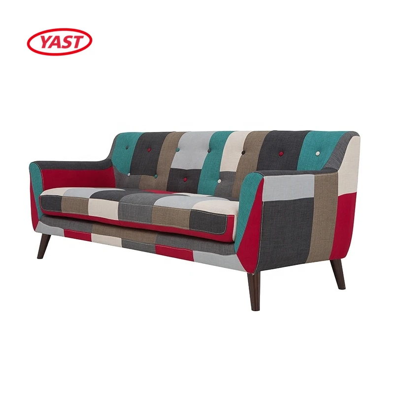YAST moderne europe upholstered 3 2 1 chesterfield patchwork fabric sofa set furniture designs