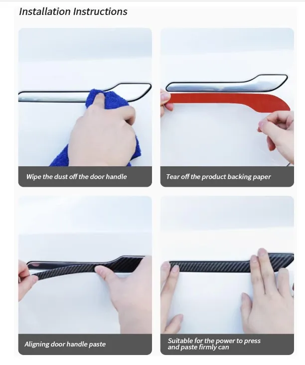 Carbon Fiber ABS Car Door Handle Sticker For Tesla Model 3 Y 2017 - 2023 Door Wrap Cover Paste for Model 3 Model Y Accessories