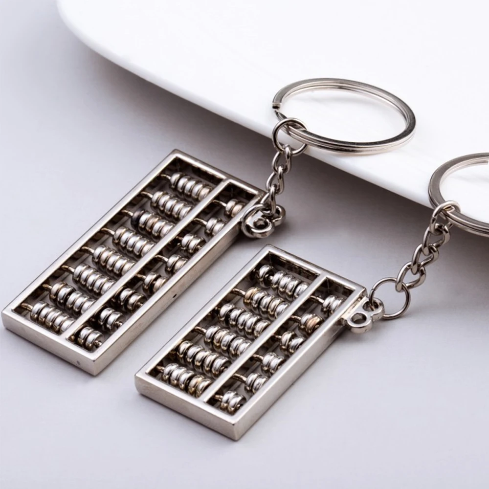 Factory Custom Keychain Metal Abacus Shape Pendant with UV Printing Enamel Alloy and Zinc Material Laser Logo Gift