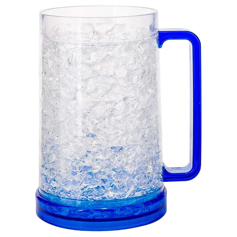Hot sell Double Walled Plastic Beer Freezer Mugs With Gel