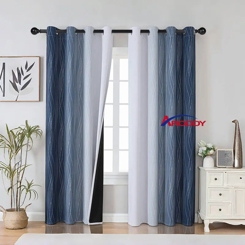ARODDY Wholesale High End Curtain Set Cortinas Rideaux Luxury Modern Chenille Embroidery Curtains and Curtain Rod Set