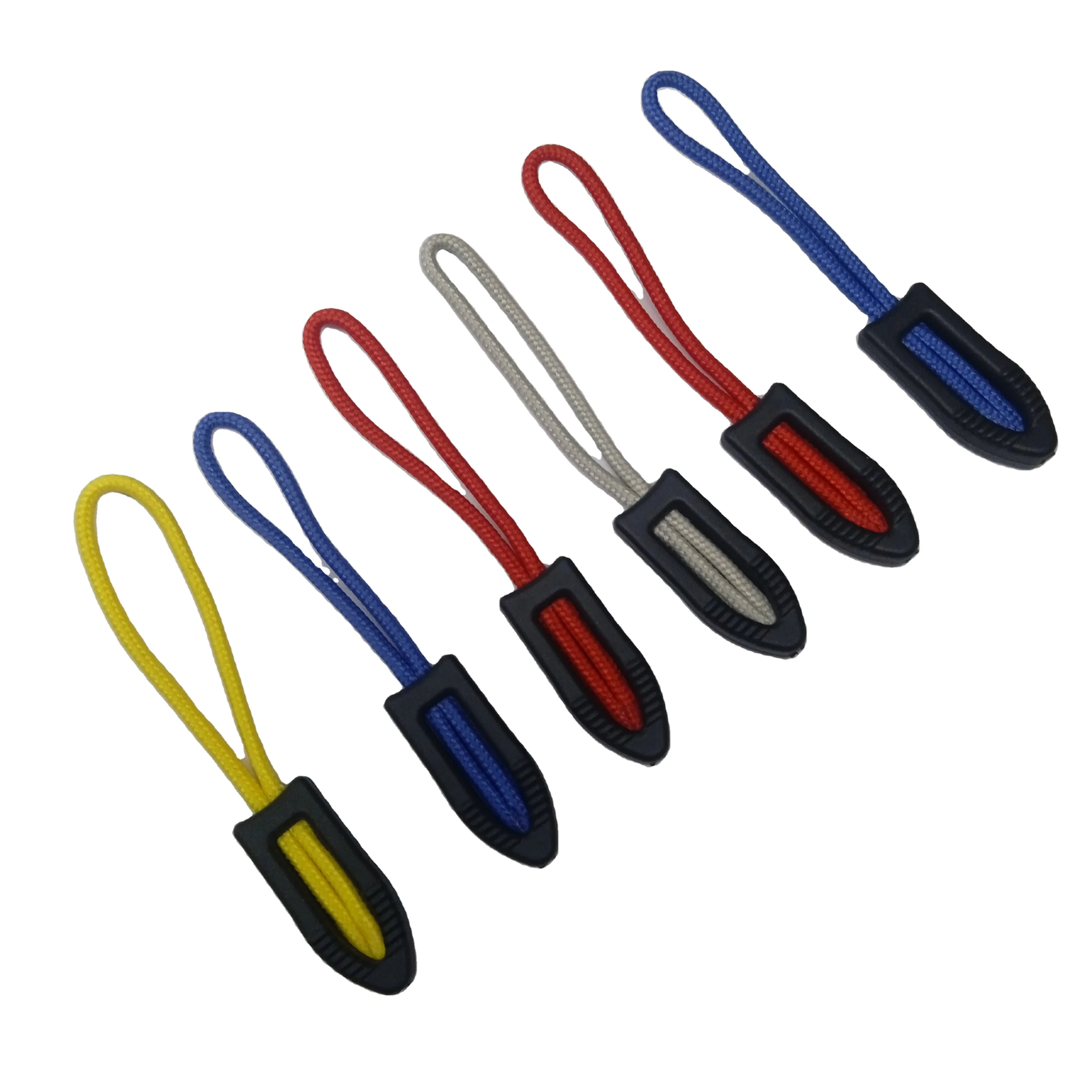 2023 Wholesale String Cord Colorful Bag Zipper Custom Head Slider Pvc Silicone Rubber Elastic Rope Zipper Puller For Jacket Bag