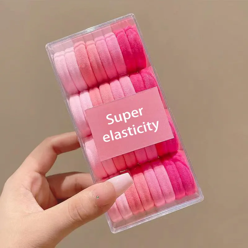 Ms-419 Wholesale Custom Elasticity Nylon Hair Ties Cute Rainbow Color 32pcs/set Hair Rubber Bands Hair String For Women Kids