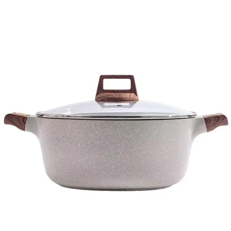 2023 Hot Sale All-purpose Medical Stone Non-Stick 24CM Double Handle Stew Pot Household