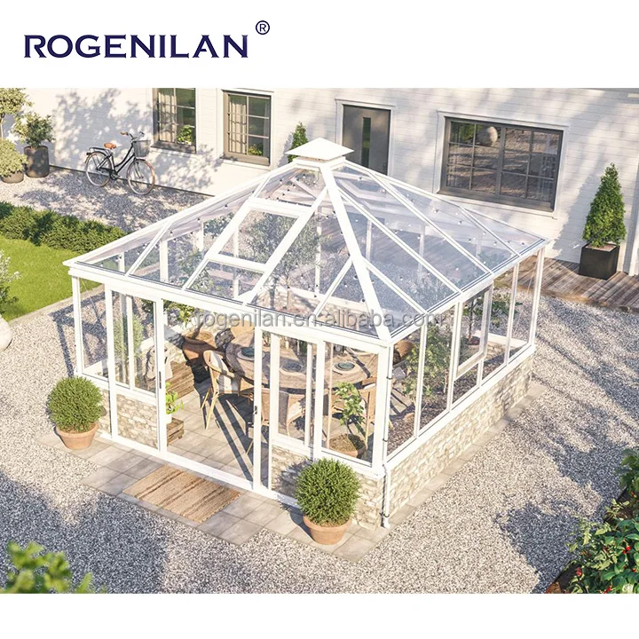 ROGENILAN Winter garden free standing aluminum double glass sunrooms glass houses  Patio Enclosure Sunroom