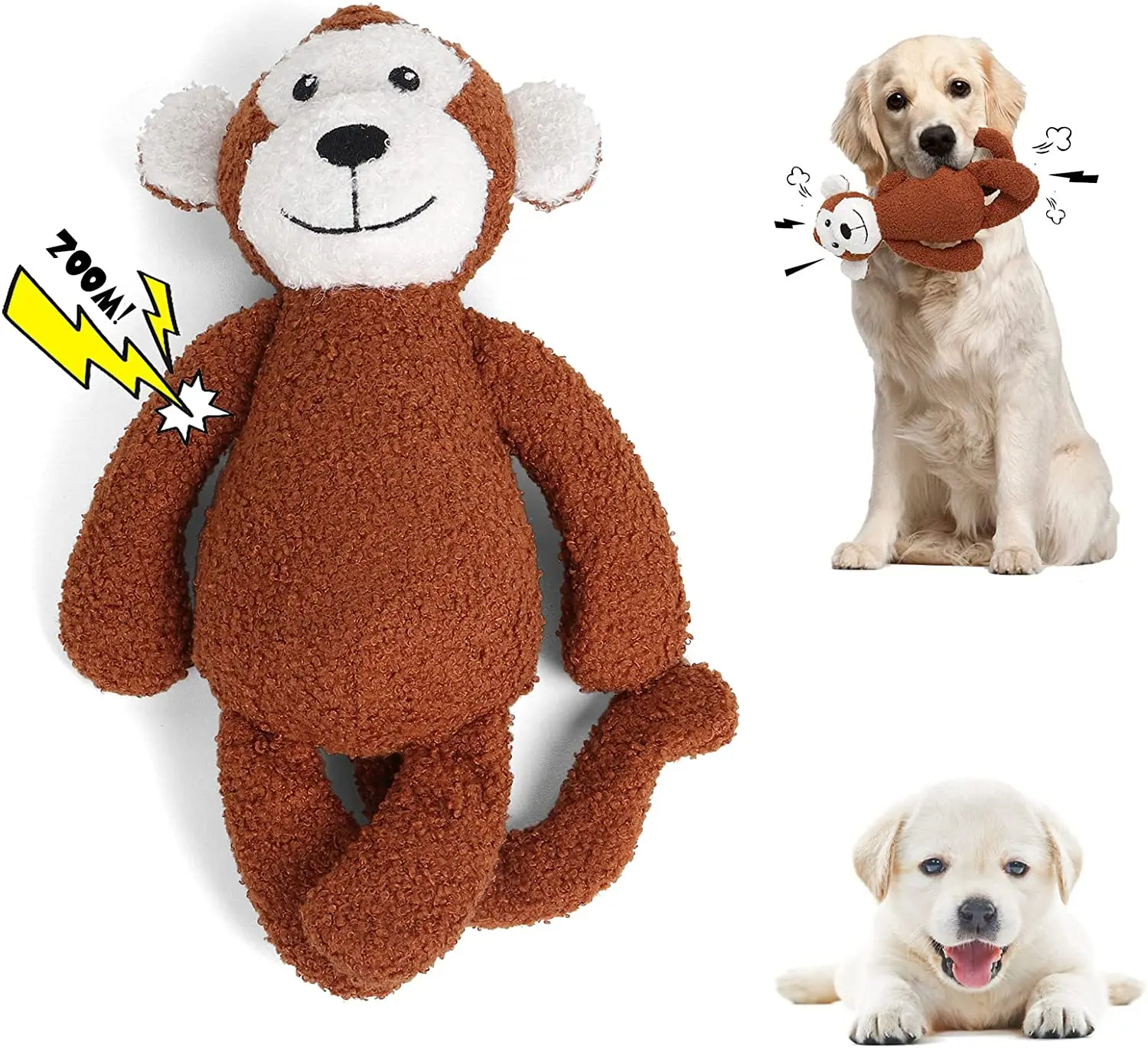 wholesale plush dog toy stuffed monkey chewing toy sounding with squeaker toy for training interactive tug-of-war teeth cleaning