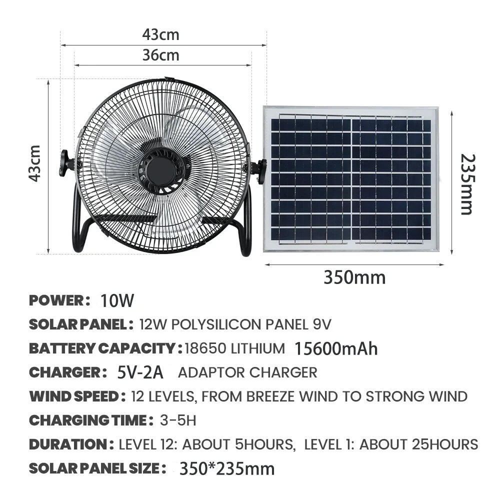 Outdoor Floor Fan with Light 15600mAh 12-Inch Large Battery Operated Powered Fan Portable Rechargeable Fan