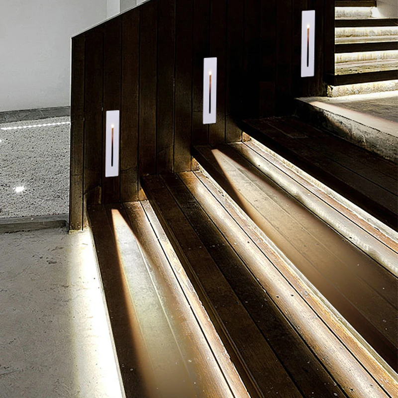 GONSU aluminum outdoor recessed night wall lamp waterproof corridor led step stair lights