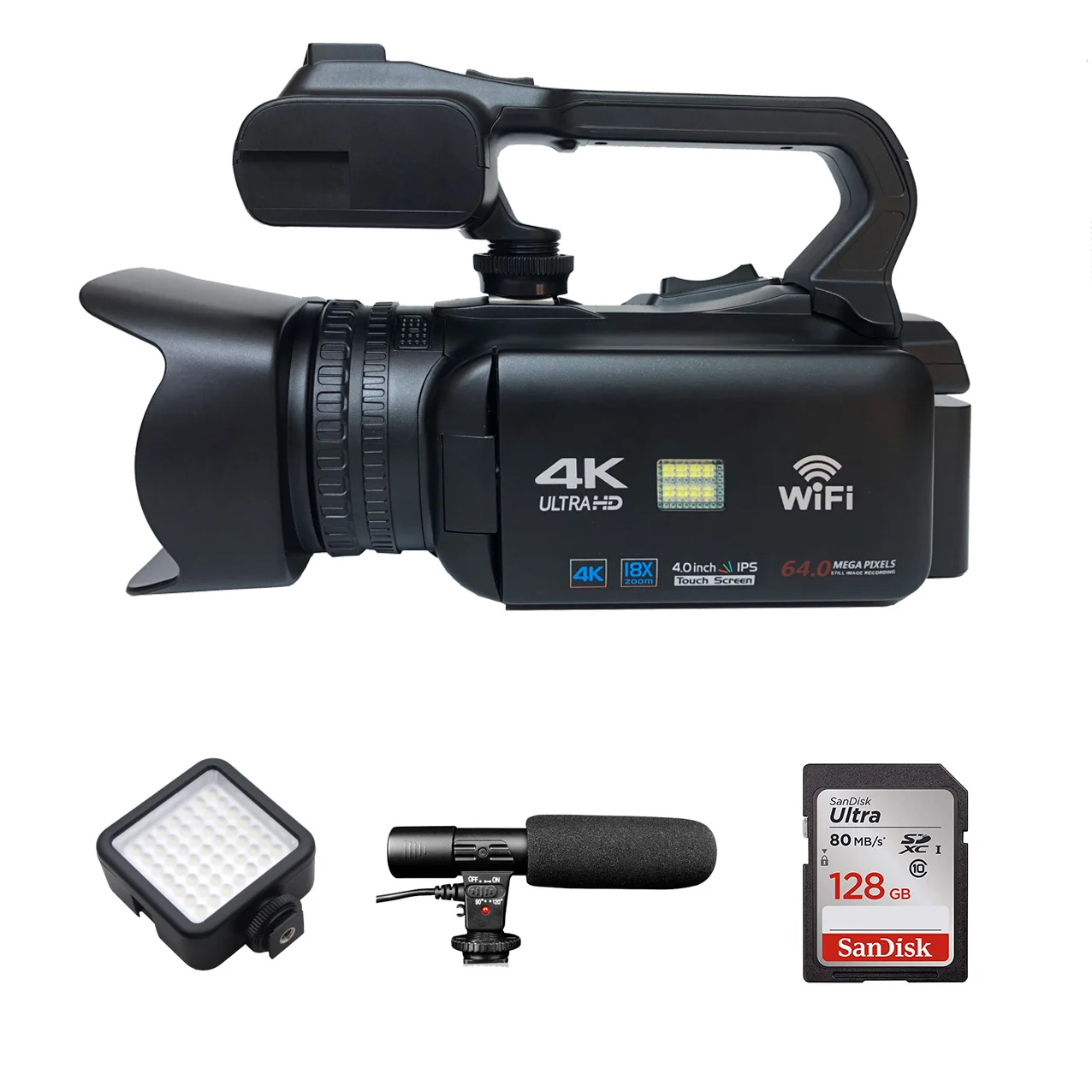 Видеокамера HD, Wi Fi, 4K, сенсорный экран 4,0 дюйма (1600493819697)