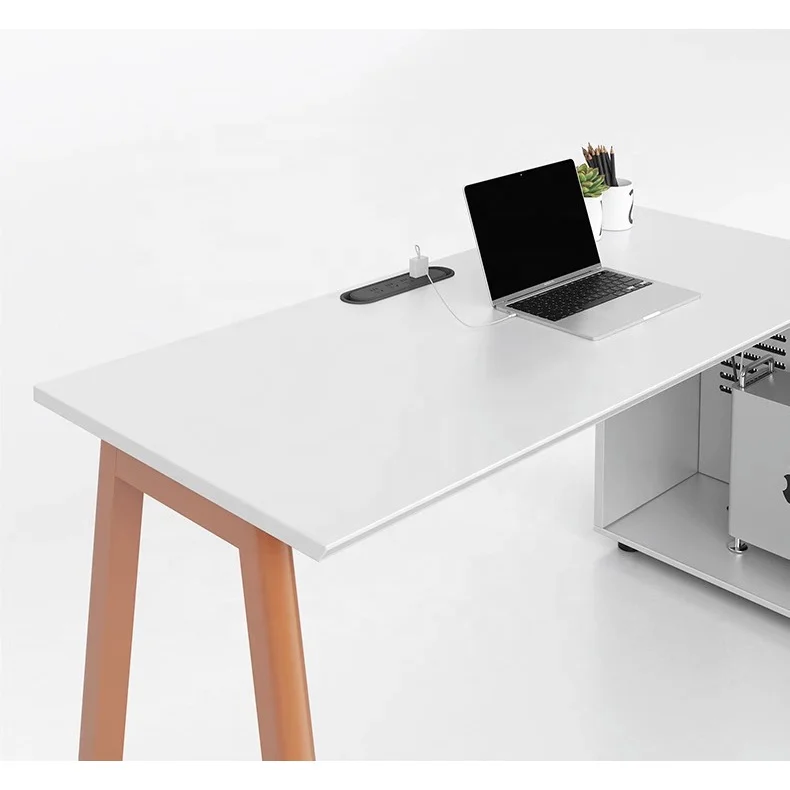 White Modern Desk Office Furniture Desk Table Workstation For 2 People