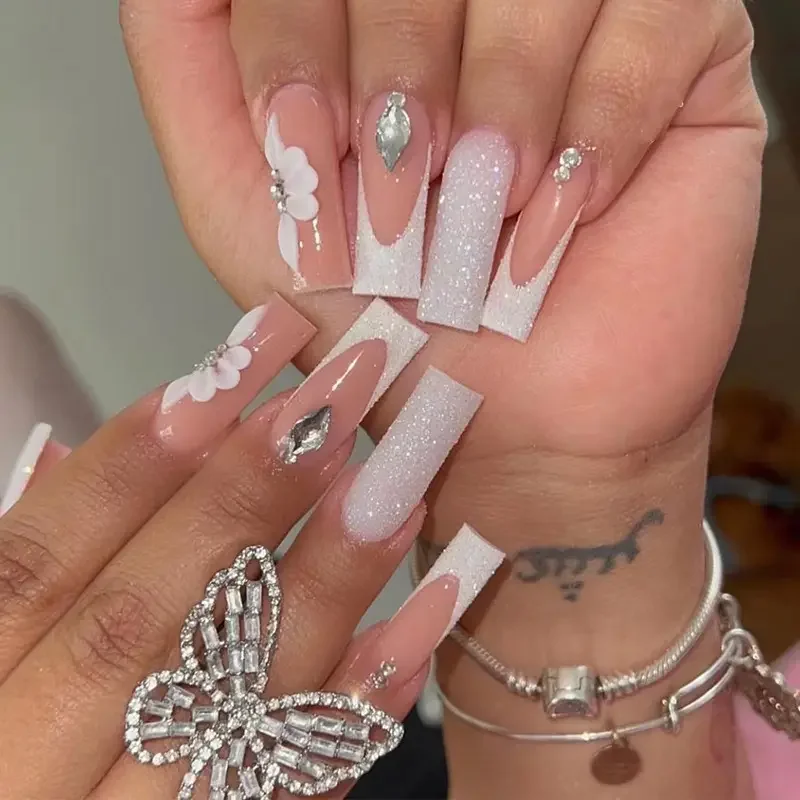 OEM/ODM Easy to Apply Long Ballerina Fake Nails ABS Art Design Finger With Custom Box Press on Private Label