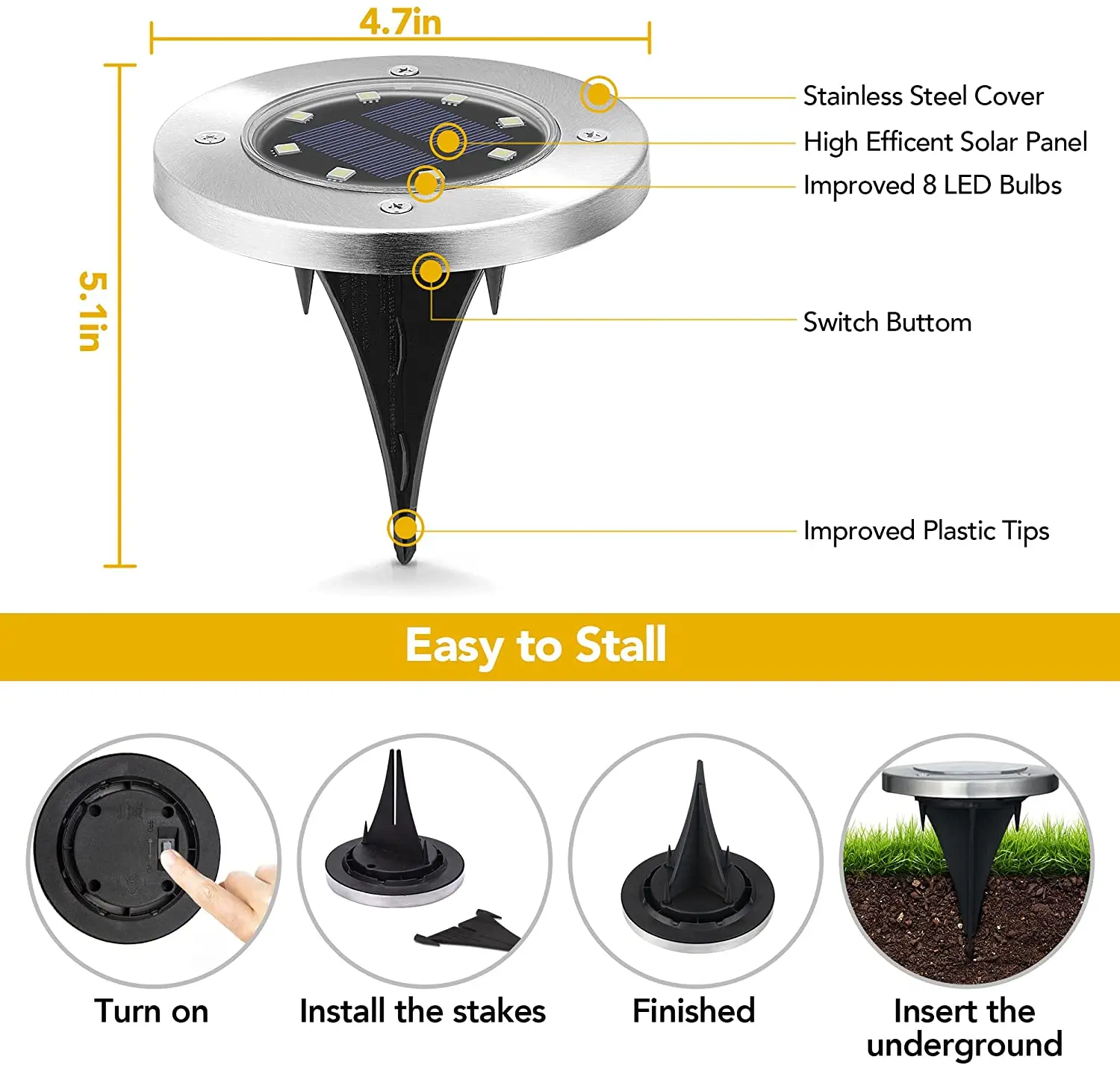 Solar Outdoor Lawn Plug Lamp Decoration Garden Villa Courtyard Waterproof Buried Lamp