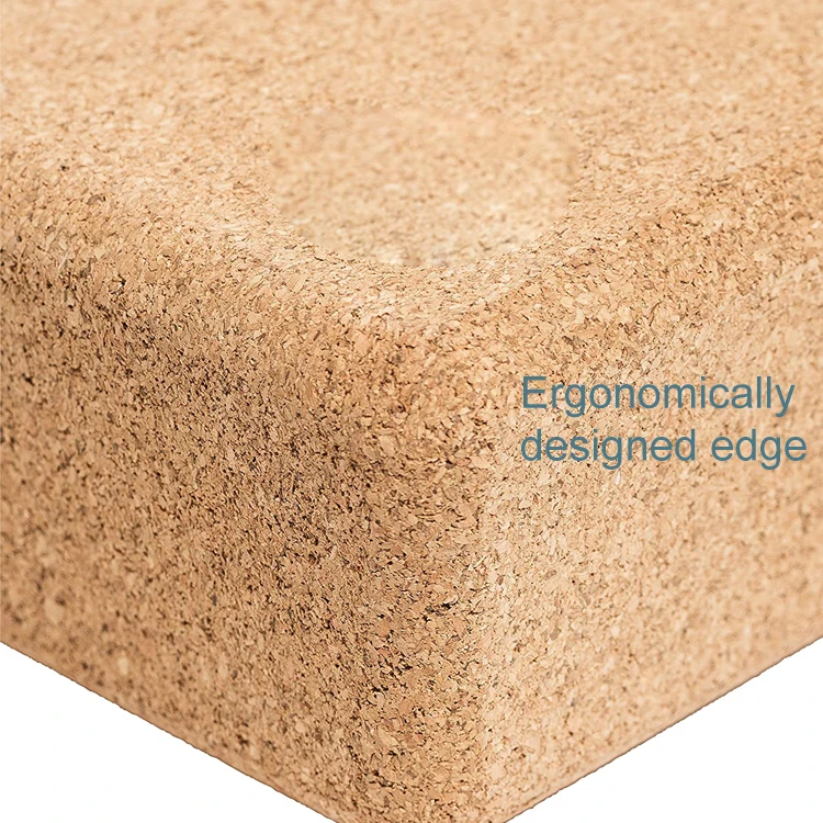 Custom Logo Fitness Pilates Exercise Eco Friendly Natural Light Weight Cork Yoga Block Brick Cube Set with Strap