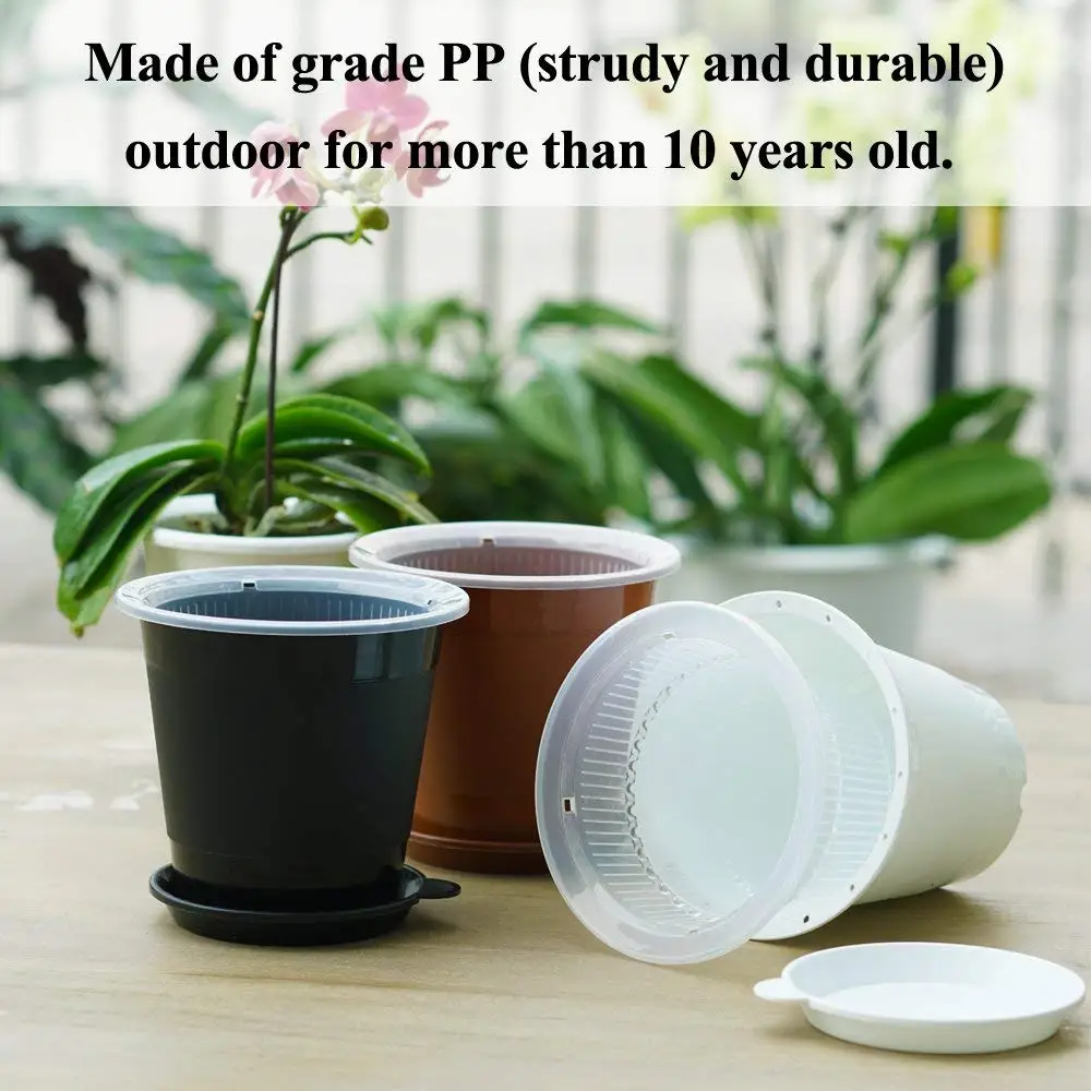 Plastic flower pot with double wall holes for air pruning function garden supplier with tray