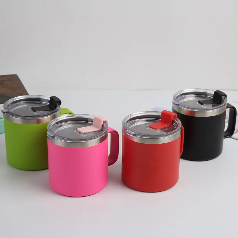 No MOQ 12 oz insulated stainless steel  vacuum coffee travel mug with lids and handle