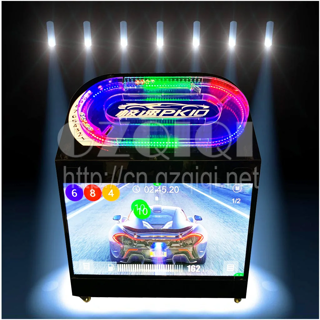 Lotto Machine with Unique race theme that randomly orders up to 10 balls