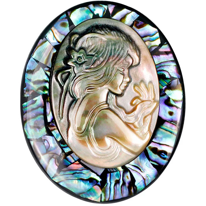 
New Design Fashion Natural Abalone Shell Beauty Head Series Brooch Girl Pin Jewelry Factory Wholesale Ready For Ship 