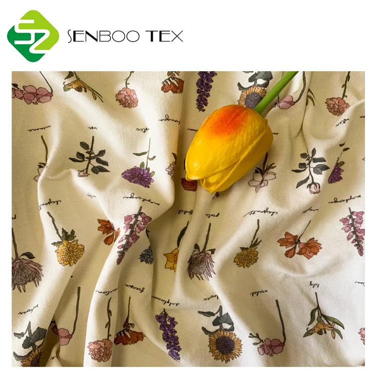 Оригинальная трикотажная ткань из 95% органического хлопка, 5% спандекса, с цифровой печатью