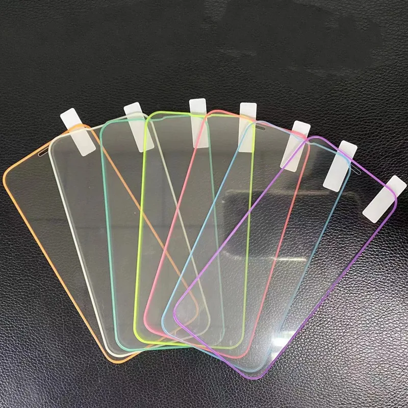 Night Light 9H Luminous Tempered Glass Screen Protector For iphone 14 Plus 13 Pro Max 12 Mini