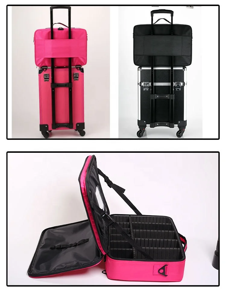 Multifunctional professional makeup bag clapboard partition portable women cosmetic case bag for ladies