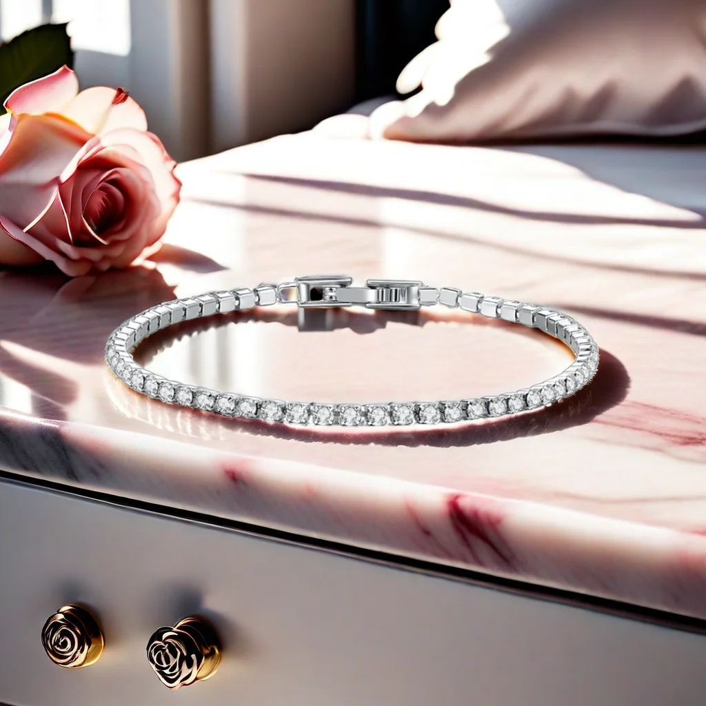 Wholesale 2.50mm Dainty Wedding Moissanite Tennis Bracelet Round Zircon 2.5mm Diamond Bracelet