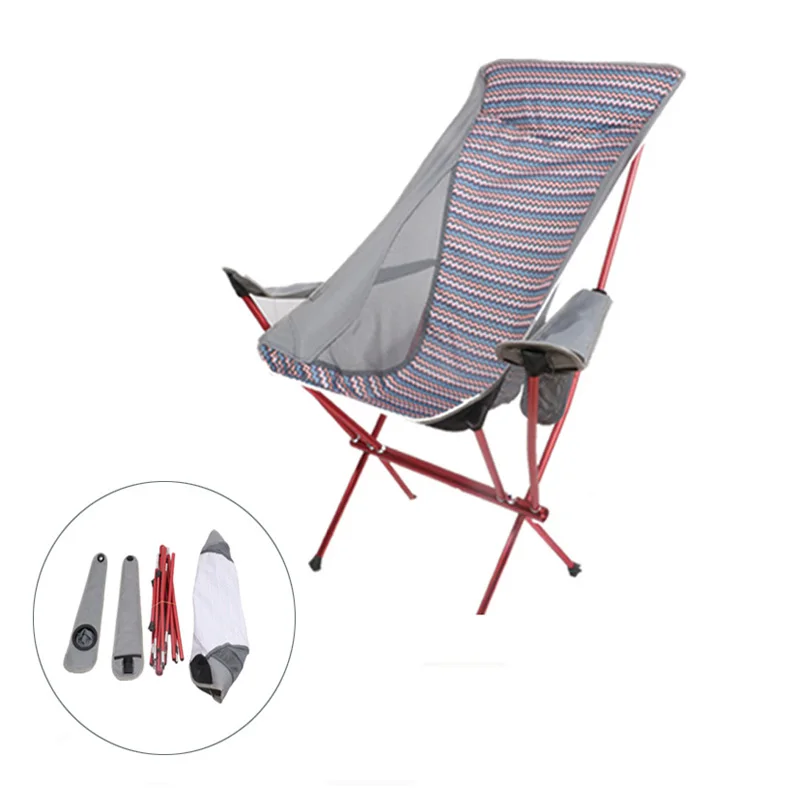 2022 Wholesale Customized Portable Folding beach camping Chair with cup holder ultralight compact fishing camping picnic chair
