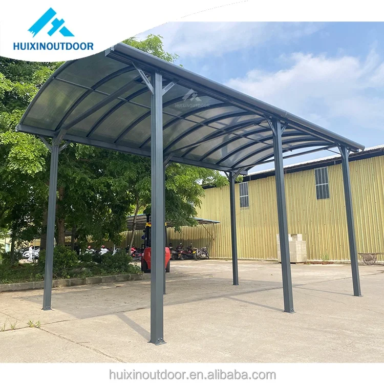 Wind resistant material kit car parking for rv free standing hollow single car port curved custom canpony transparent carport