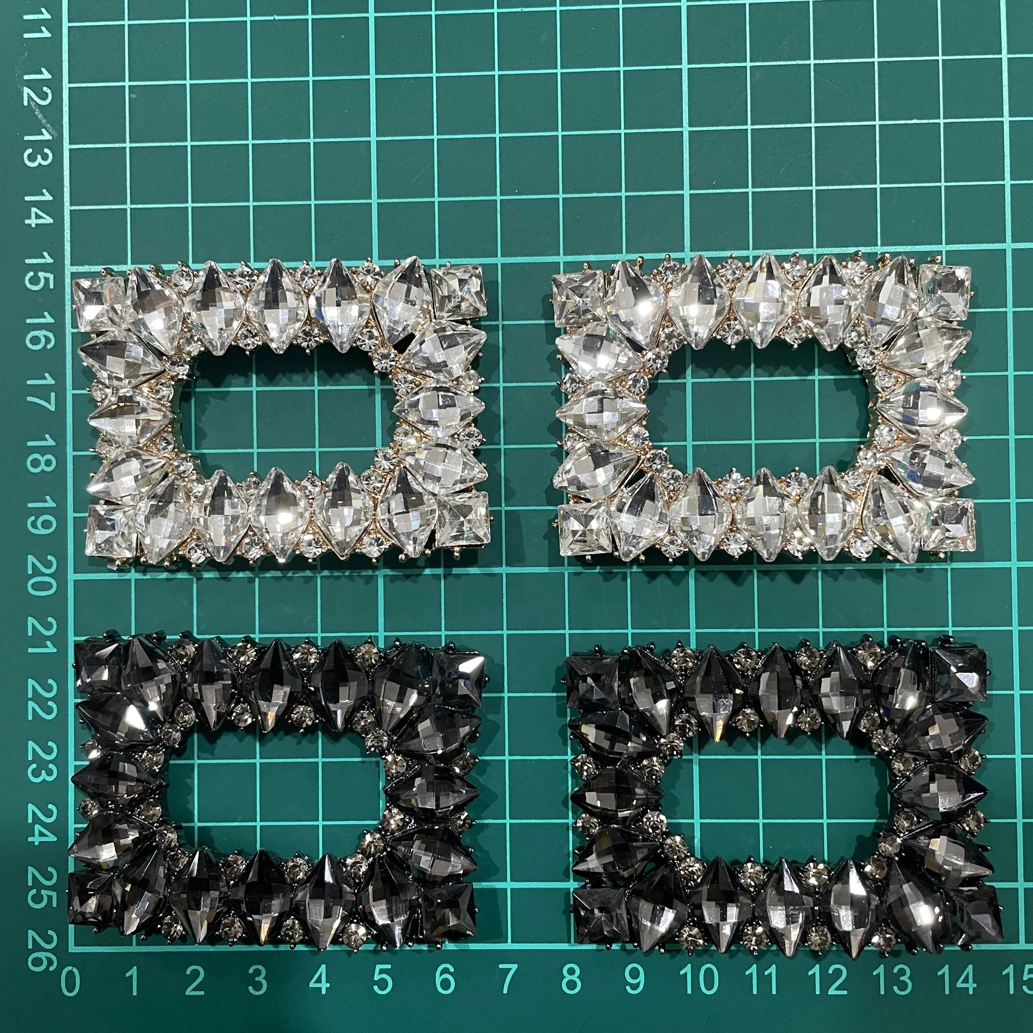 Fashionable Factory Rectangle Glass Rhinestone Shoes Buckle for Wedding Shoes