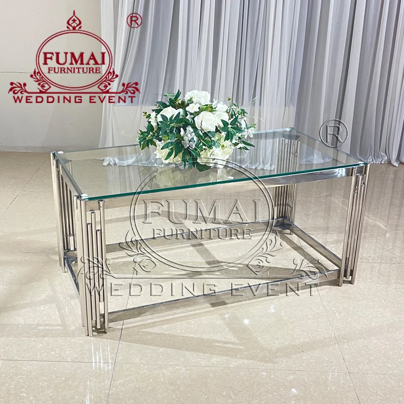 Living Room Stainless Steel  Modern Luxury Centre Glass Coffee Tables