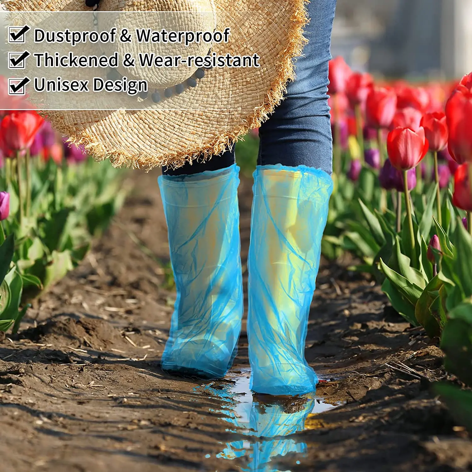 2022 Disposable Boot Covers Plastic Long Waterproof Shoes Cover Over The Knee Shoes Cover for Men Women